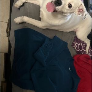 Long sleeve with thumb holes. Navy blue. Warm, fleece, super soft